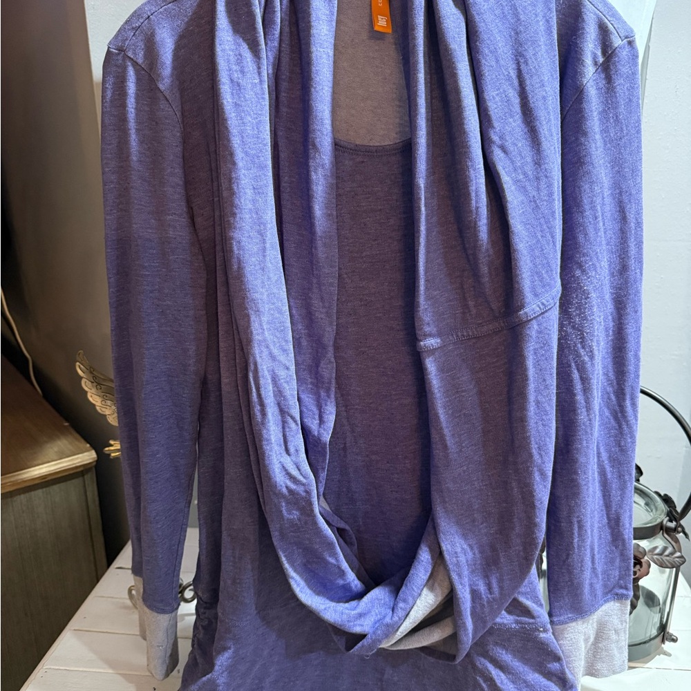Lucy Deep Purple Knit Top with removable infinity scarf